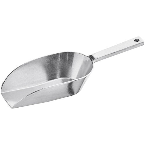 Image of an aluminum scoop and handle that is cast in one single piece